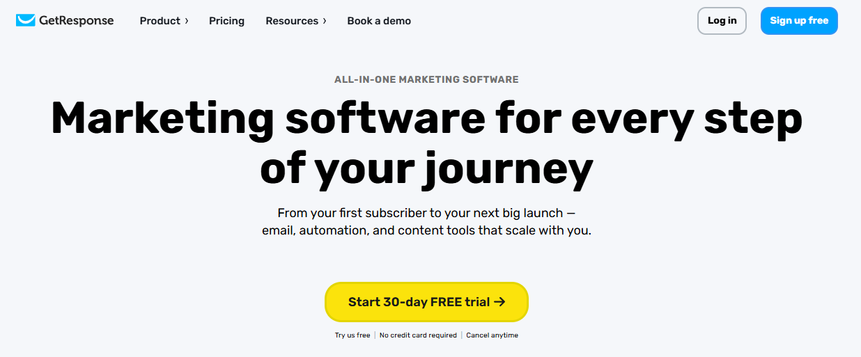 GetResponse email marketing platform dashboard showing comprehensive deliverability features and campaign management tools